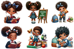 Black Kids Back to School Clipart Bundle - CraftNest - Digital Crafting and Art