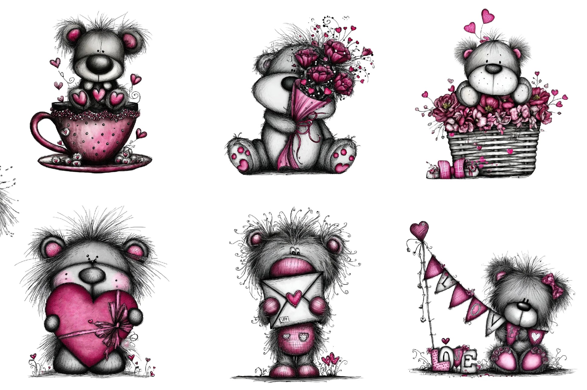 Teddy Bear Valentine Clipart Bundle - CraftNest - Digital Crafting and Art