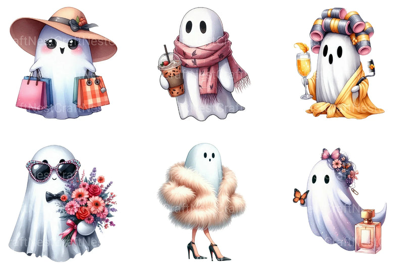 Cute Boujee Ghost Clipart Bundle - CraftNest - Digital Crafting and Art