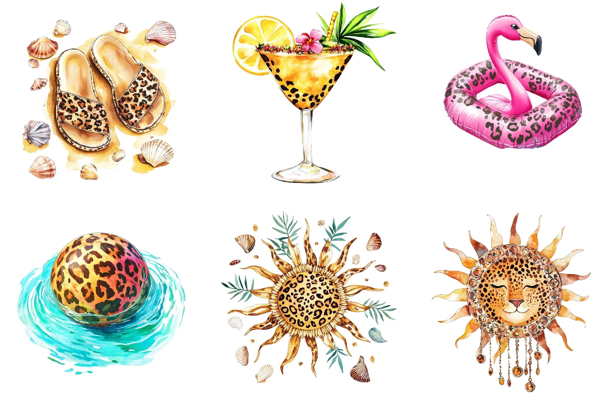 Leopard Print Summer Clipart Bundle - CraftNest - Digital Crafting and Art