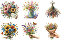 Summer Wildflowers Bouquet Clipart Bundle - CraftNest - Digital Crafting and Art