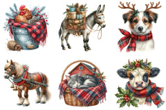 Vintage Christmas Farm Animal Clipart Bundle - CraftNest - Digital Crafting and Art
