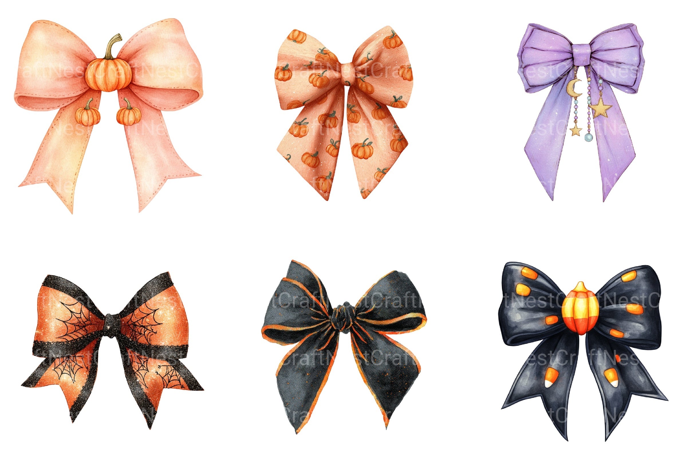 Halloween Coquette Bow Clipart Bundle 24 - CraftNest - Digital Crafting and Art
