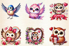 Cute Kawaii Owl Valentine Clipart Bundle 77 - CraftNest - Digital Crafting and Art