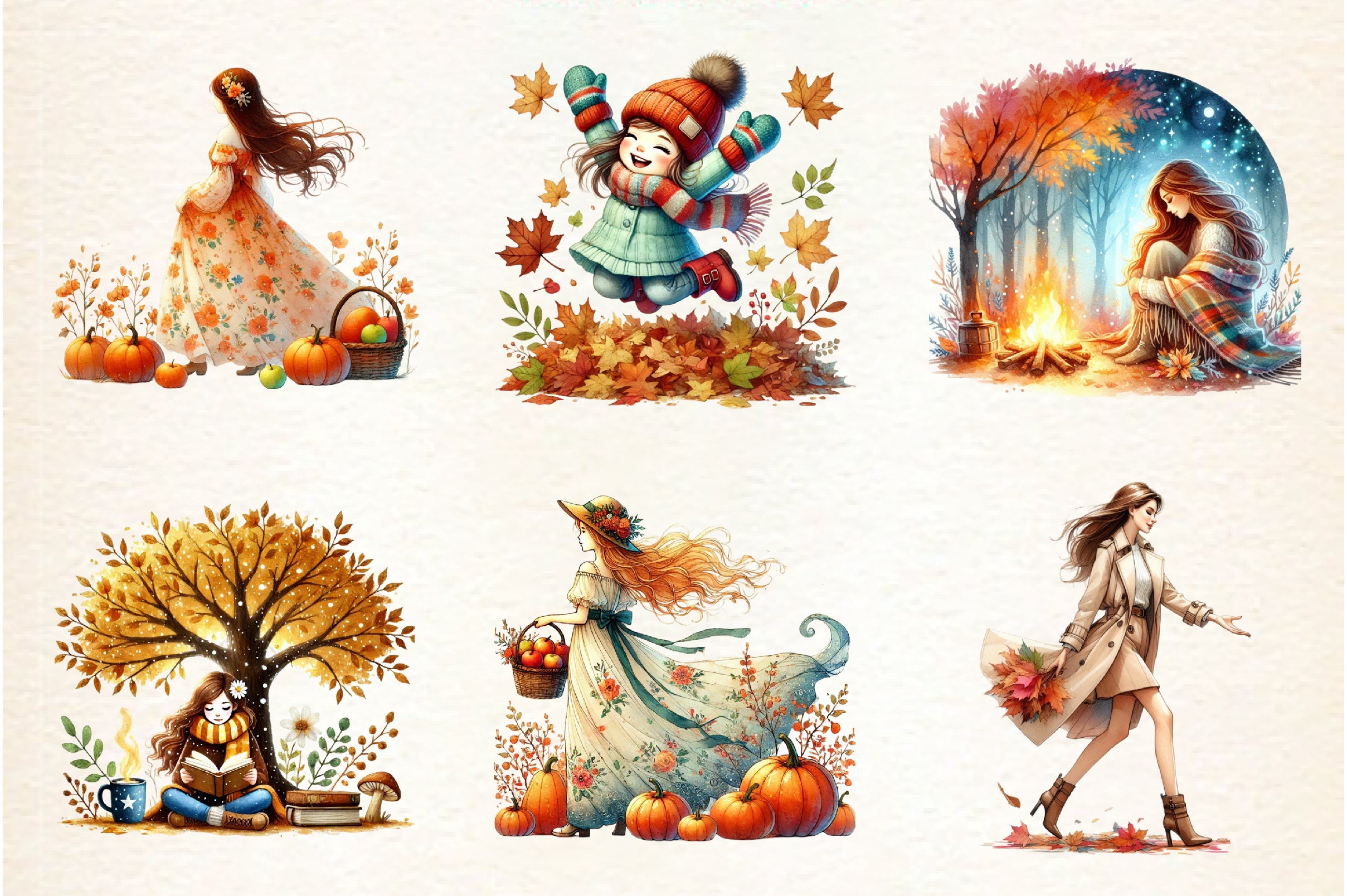 Autumn Girl Clipart Bundle