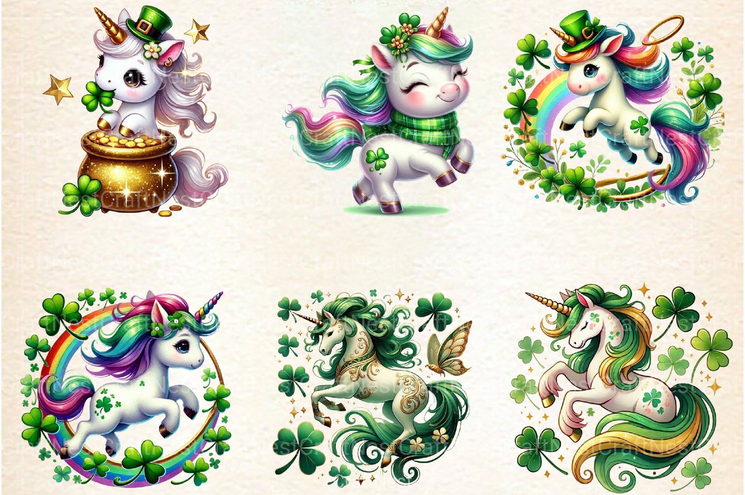 St. Patrick's Day Unicorn Clipart Bundle 99 - CraftNest - Digital Crafting and Art