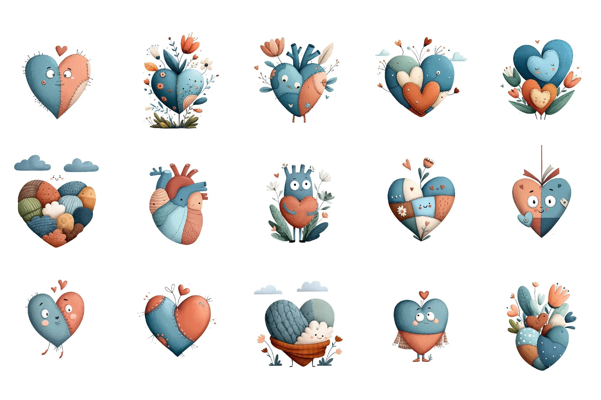 Patchwork Heart Valentine Clipart Bundle - CraftNest - Digital Crafting and Art