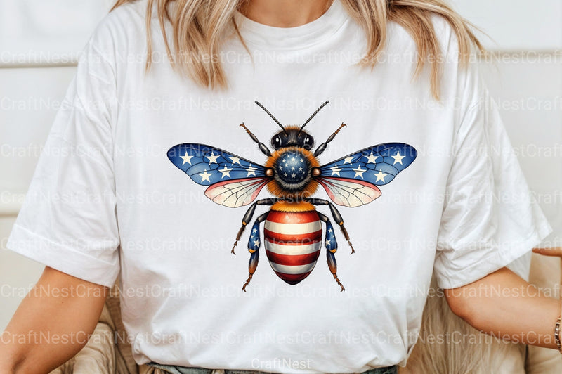 Patriotic Bee Independence Day American Clipart Bundle - CraftNest - Digital Crafting and Art