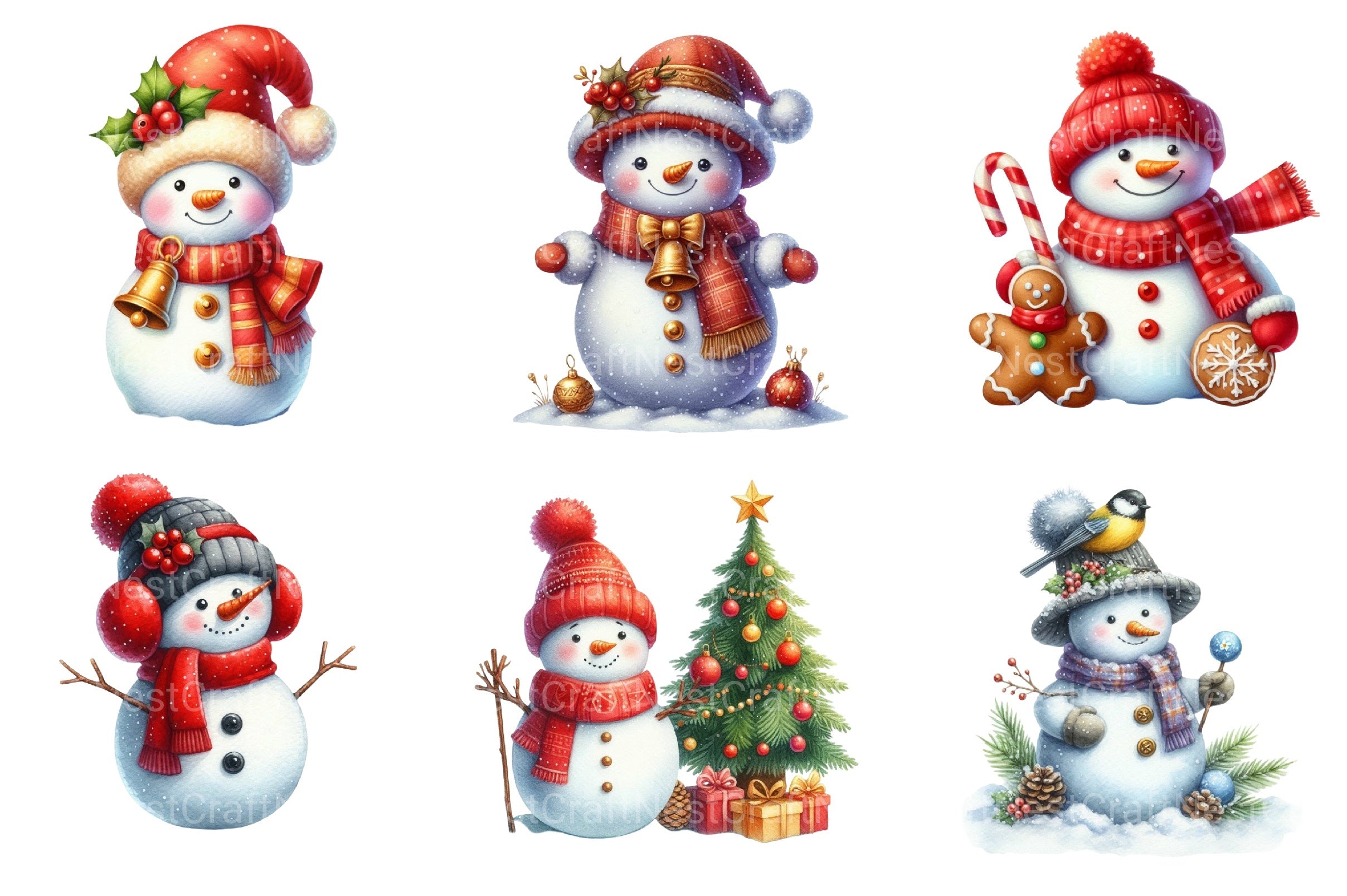 Christmas Snowman Clipart Bundle 1 - CraftNest - Digital Crafting and Art