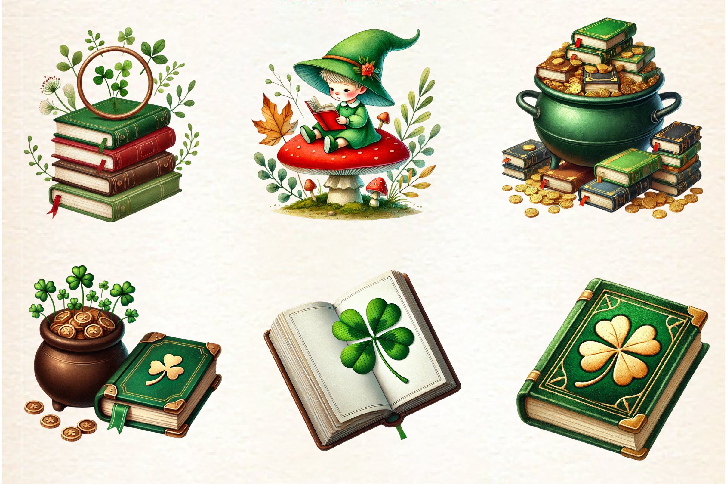St. Patrick's Day Reading Clipart Bundle