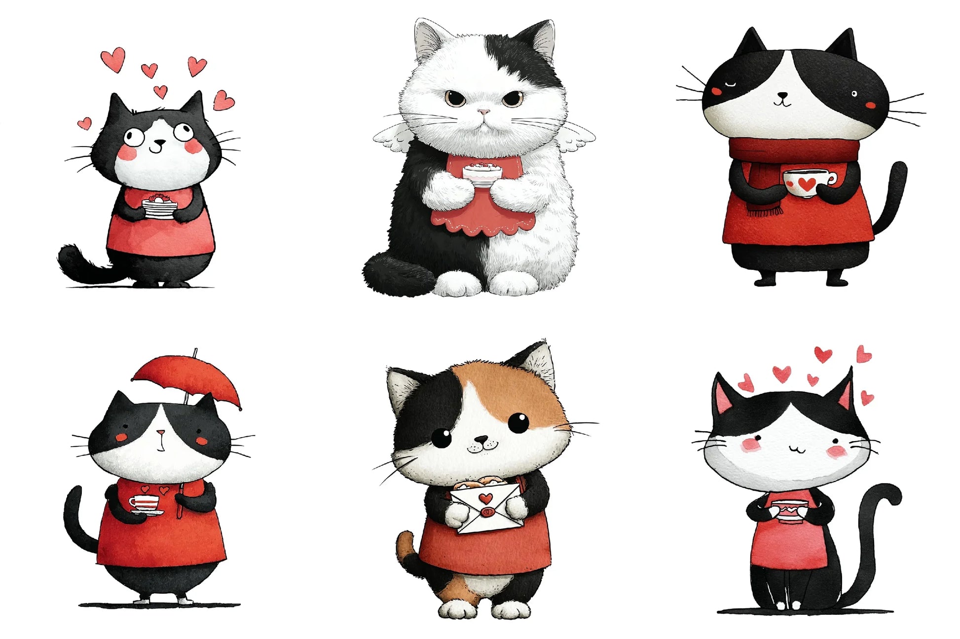 Quirky Valentine Cat Clipart Bundle - CraftNest - Digital Crafting and Art