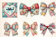 Patchwork Valentine's Day Bow Clipart Bundle - CraftNest - Digital Crafting and Art