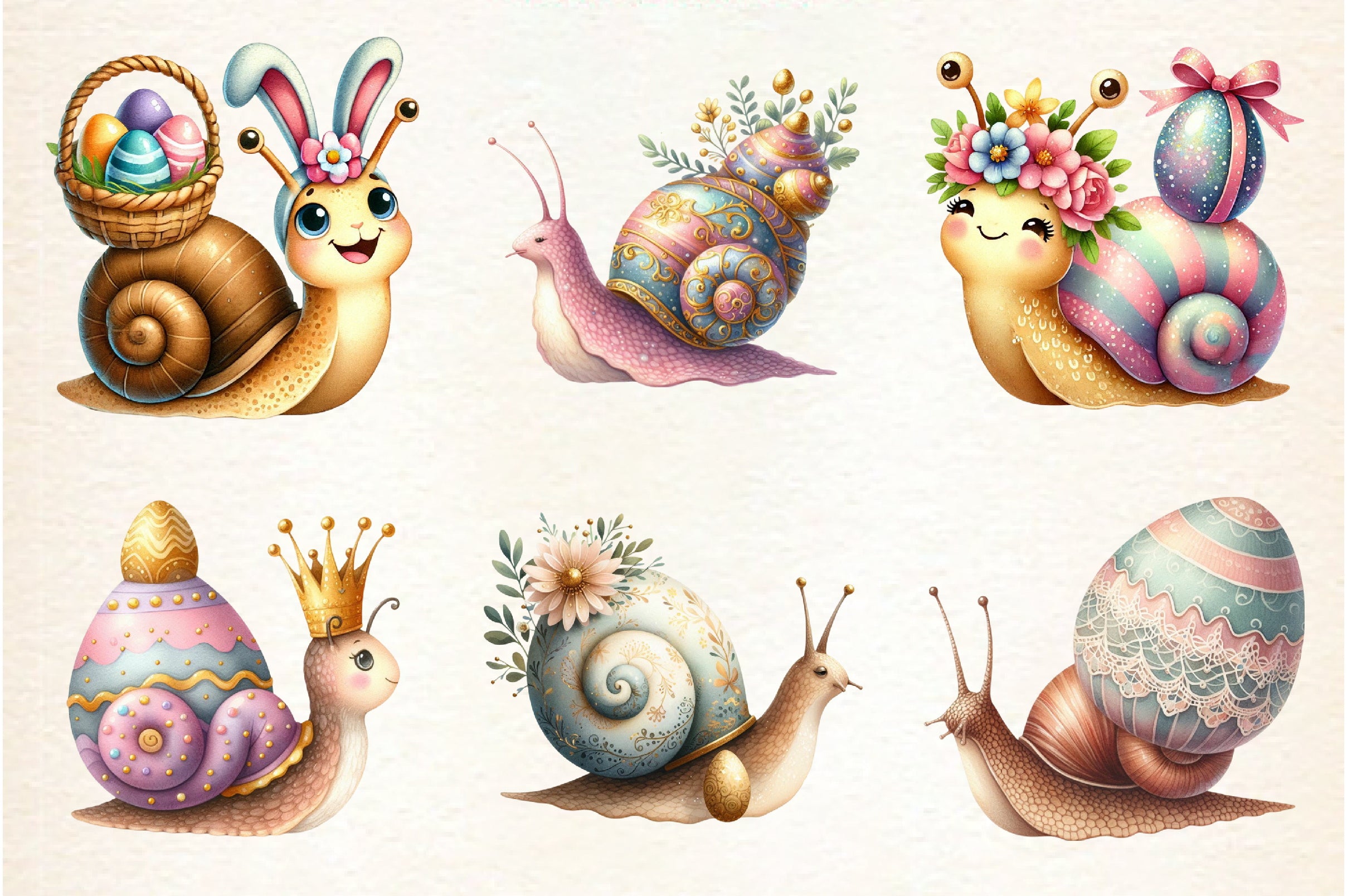 Easter Snail Clipart Bundle