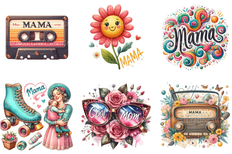 Retro Mama Clipart Bundle - CraftNest - Digital Crafting and Art