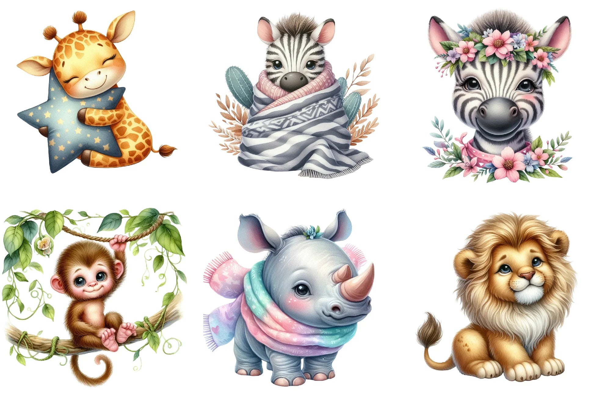 Baby Safari Animals Clipart Bundle - CraftNest - Digital Crafting and Art