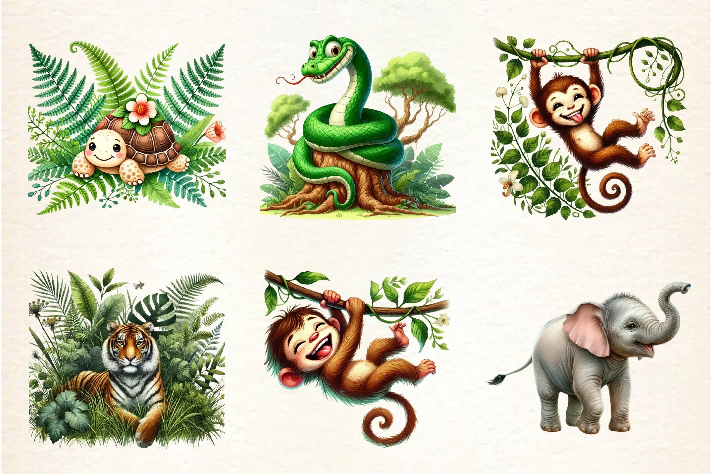 Jungle Animal Clipart Bundle - CraftNest - Digital Crafting and Art