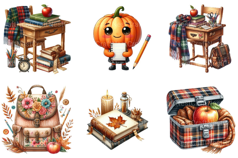 Autumn Back to School Clipart Bundle - CraftNest - Digital Crafting and Art