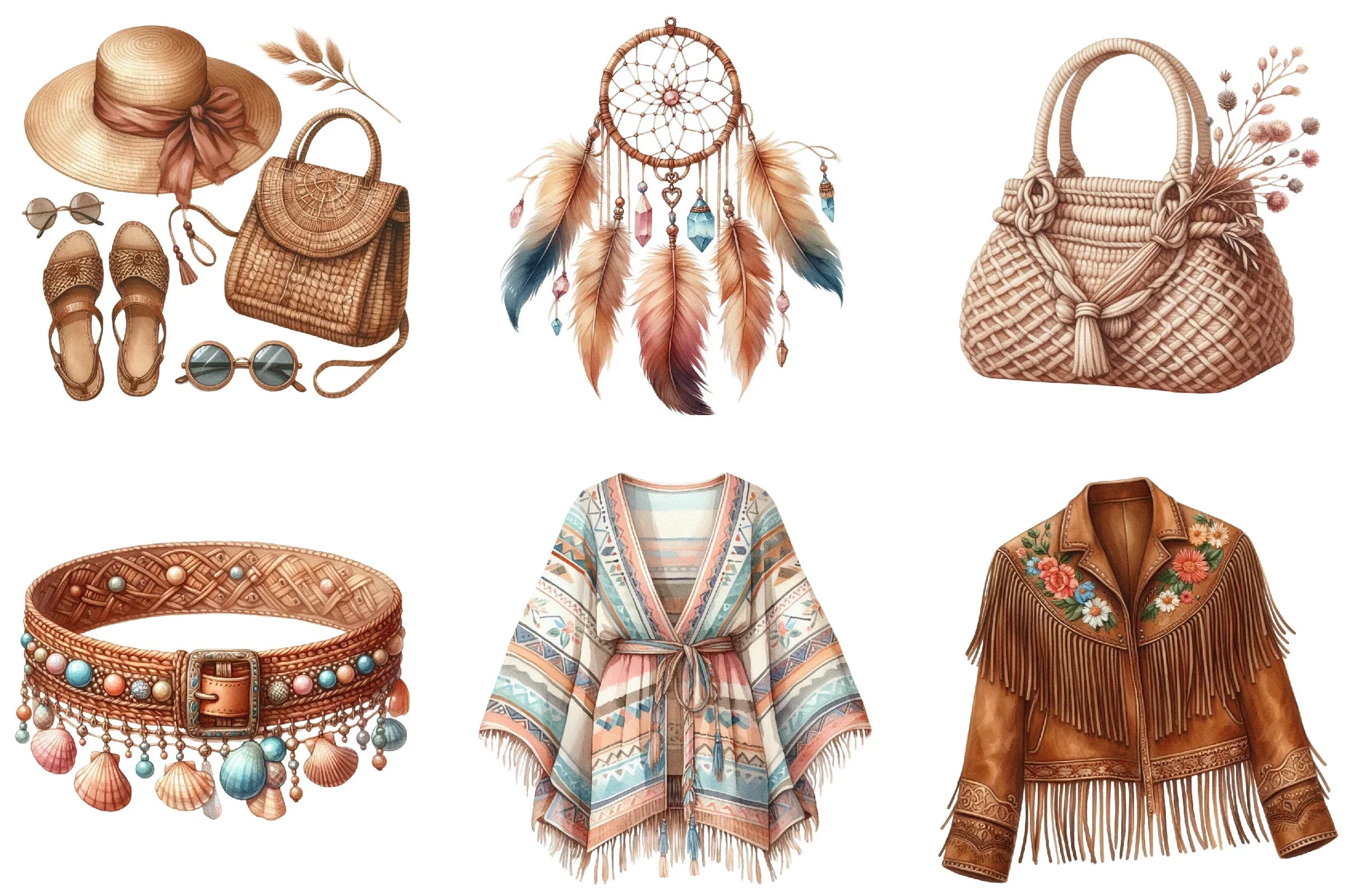 Boho Fashion Clipart Bundle - CraftNest - Digital Crafting and Art