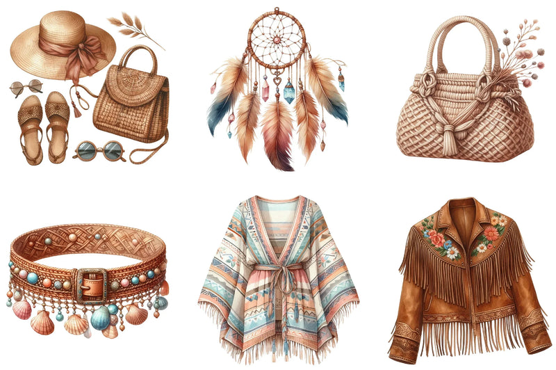 Boho Fashion Clipart Bundle - CraftNest - Digital Crafting and Art