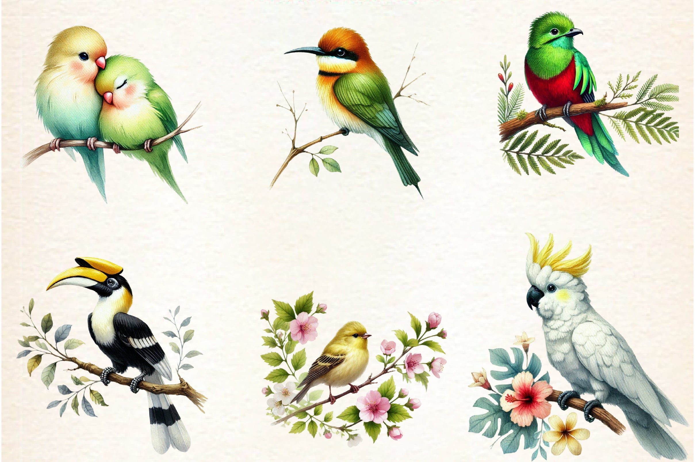 Tropical Birds Clipart Bundle