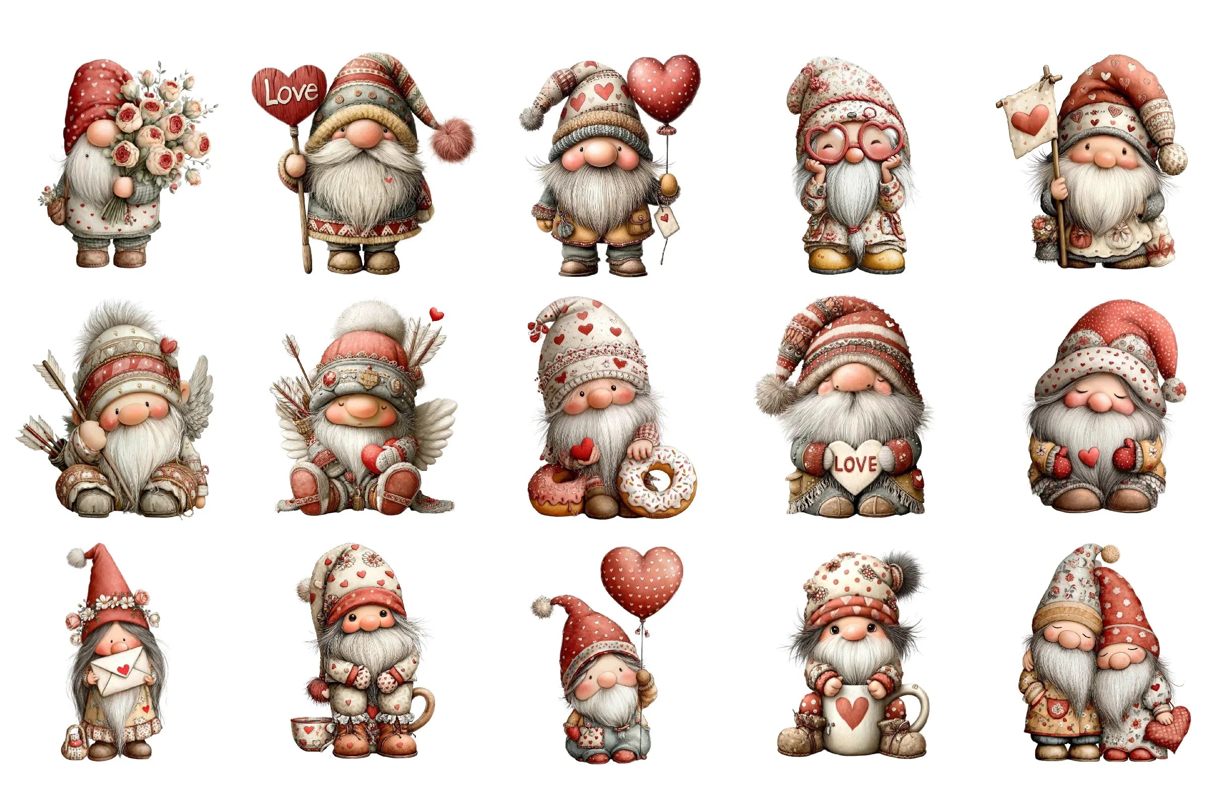 Valentine Gnomes Clipart Bundle - CraftNest - Digital Crafting and Art