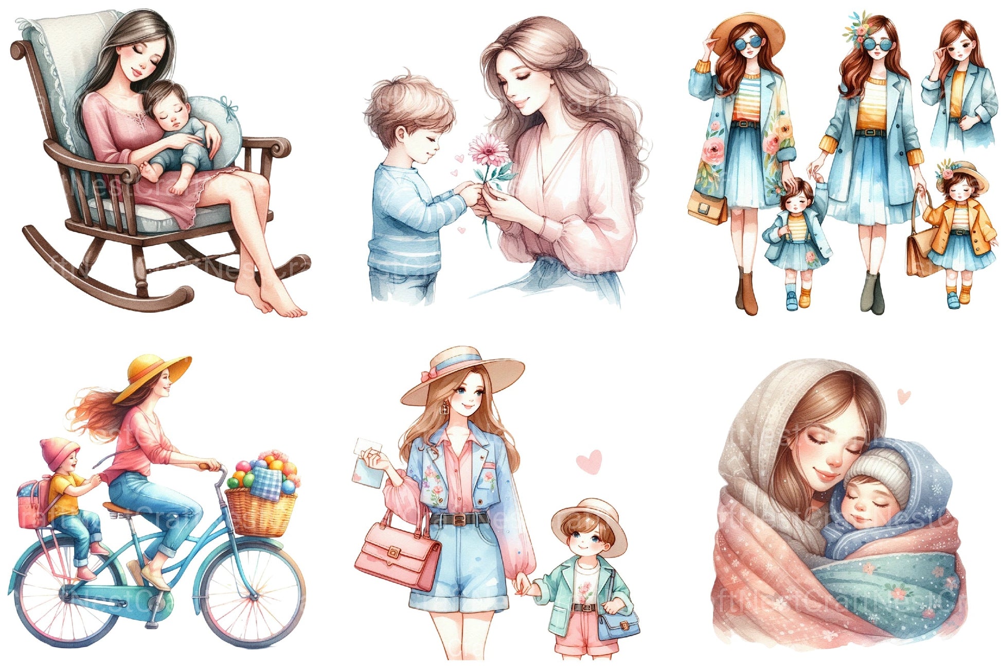 Mommy and Child Clipart Bundle - CraftNest - Digital Crafting and Art
