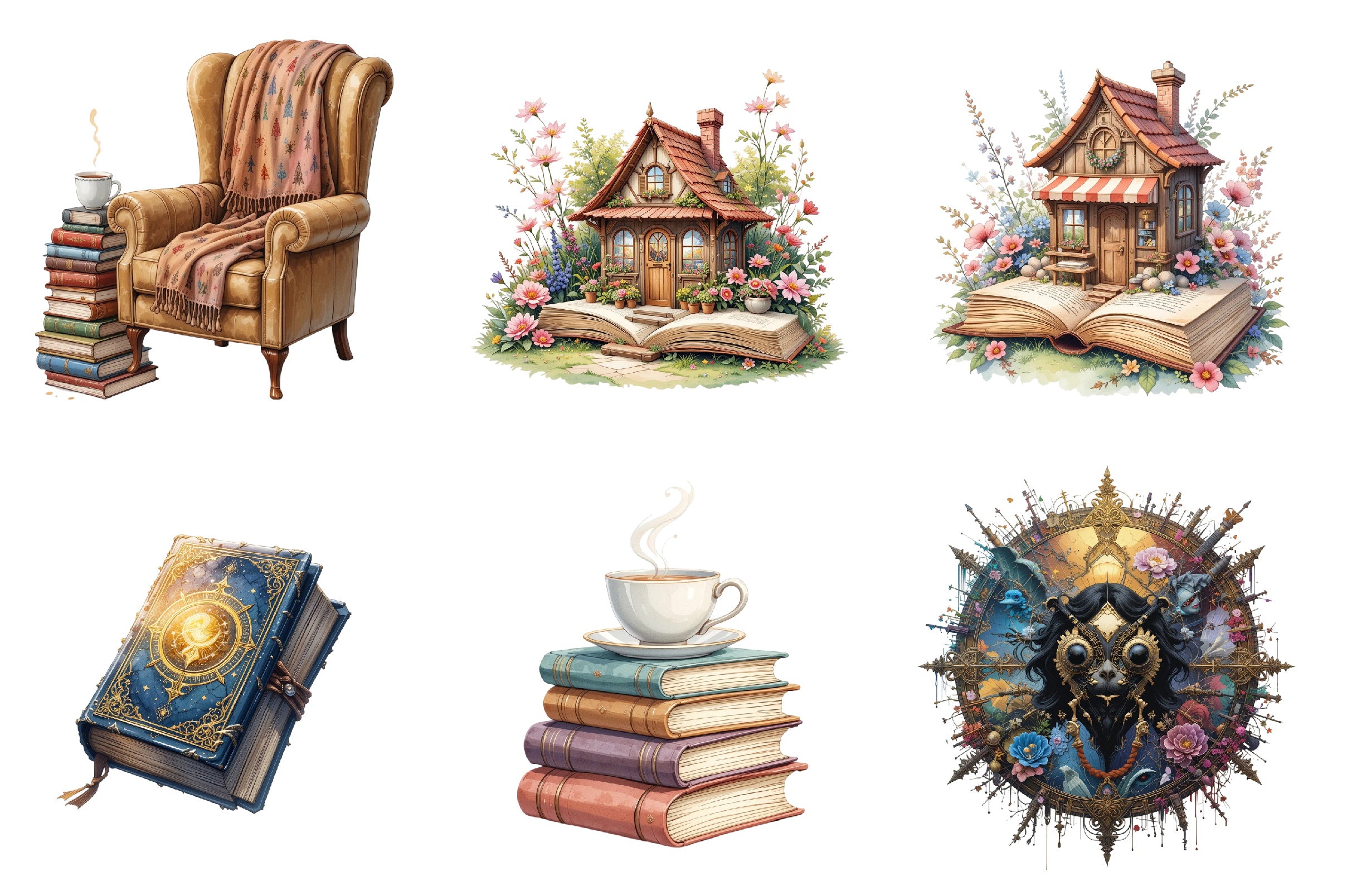 Reading Books Clipart Bundle