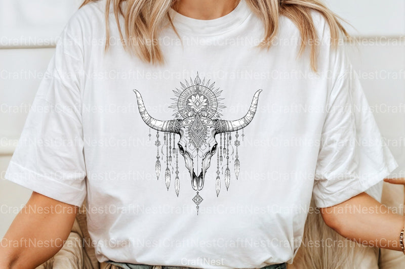 Boho Skull Western Design Clipart Bundle - CraftNest - Digital Crafting and Art