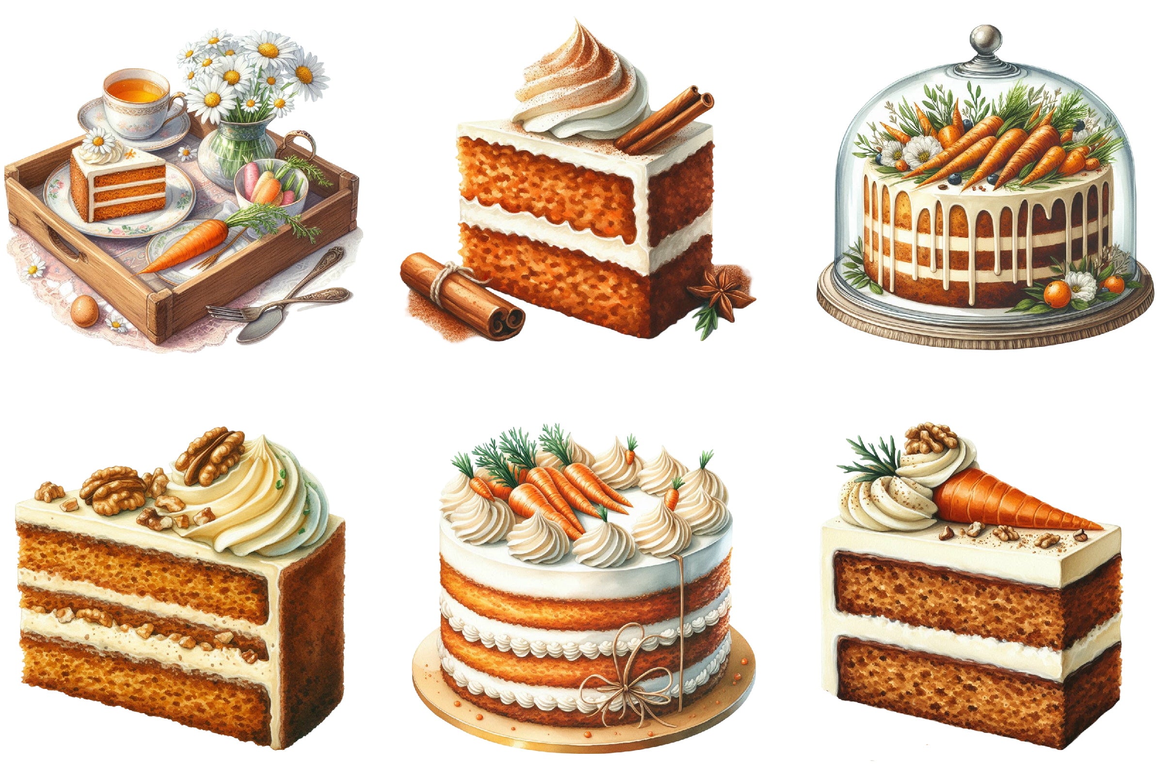 Carrot Cake Clipart Bundle