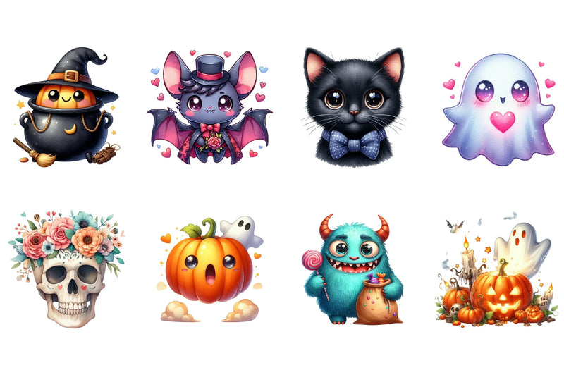 Spooky Cute Halloween Clipart Bundle - CraftNest - Digital Crafting and Art