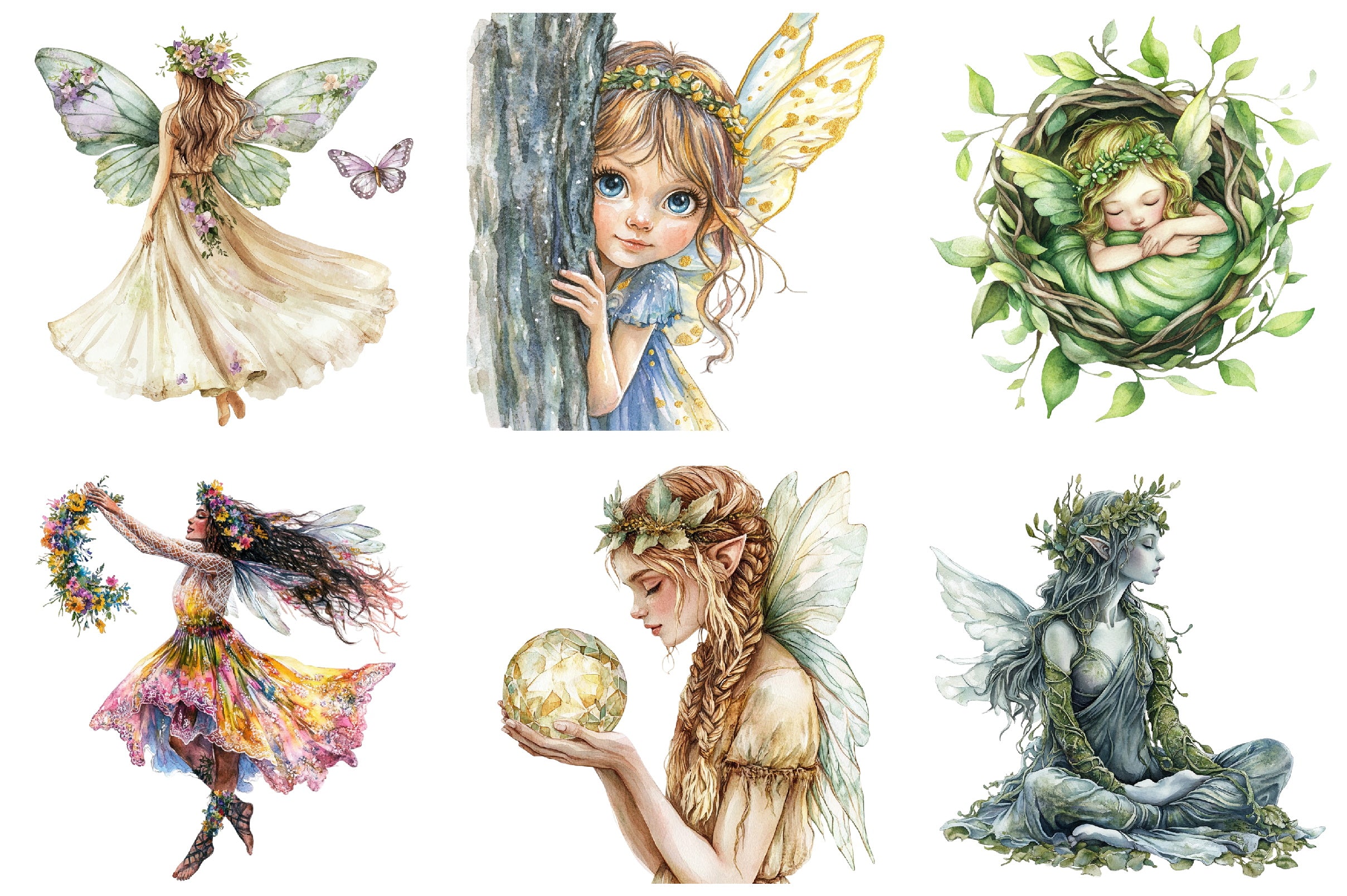 Boho Woodland Fairy Clipart Bundle