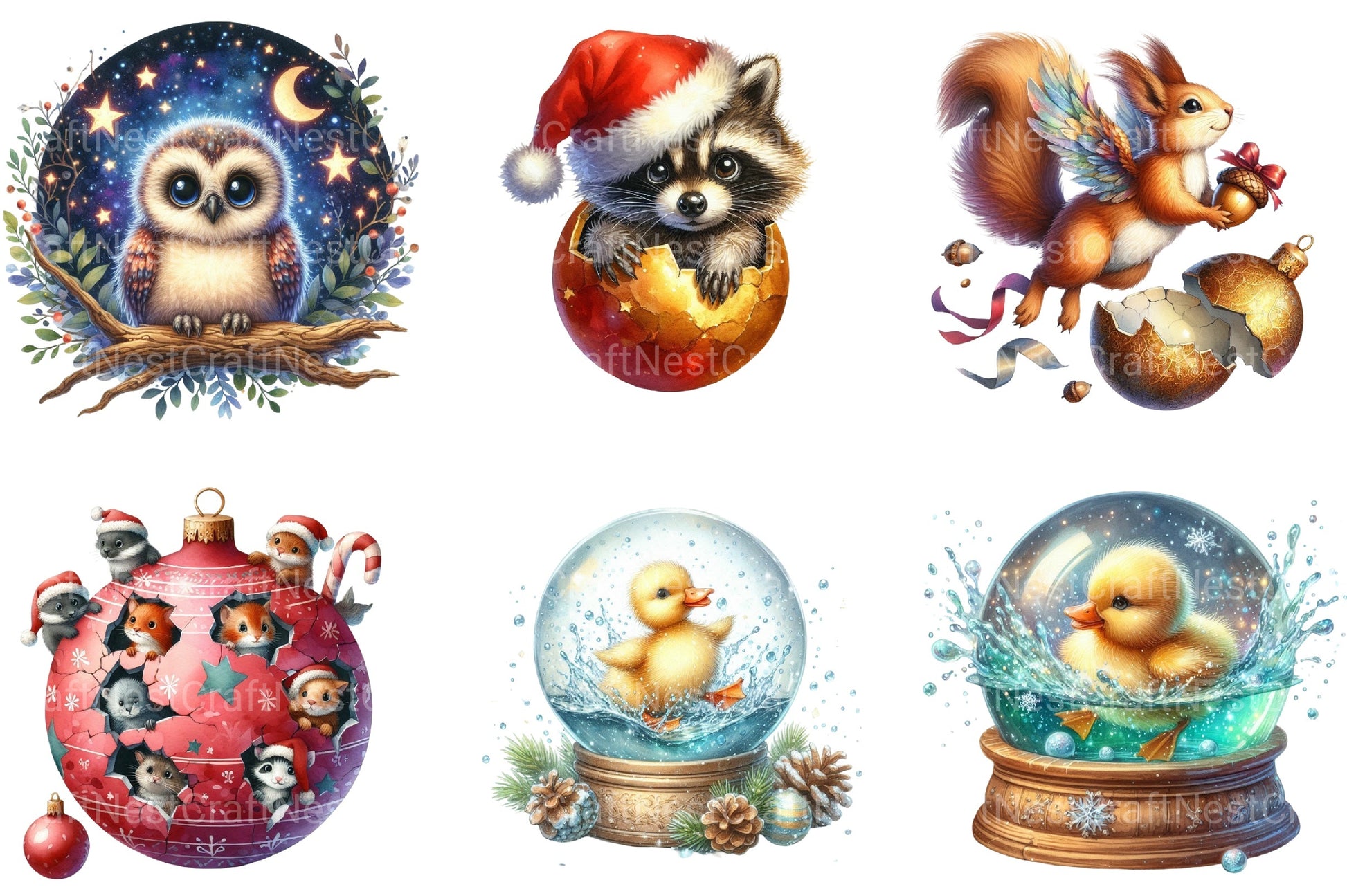Christmas Animal Ornaments Clipart Bundle - CraftNest - Digital Crafting and Art