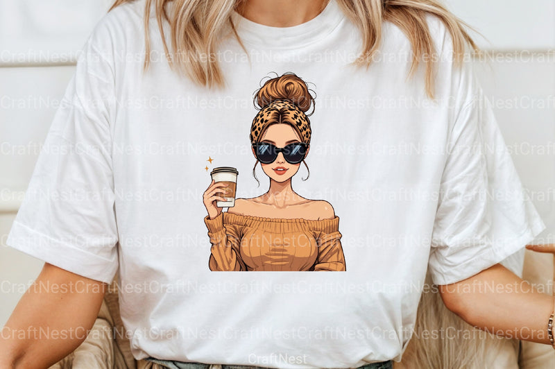 Leopard Mama Coffee Mom Bun Clipart Bundle for Mother's Day 2 - CraftNest - Digital Crafting and Art