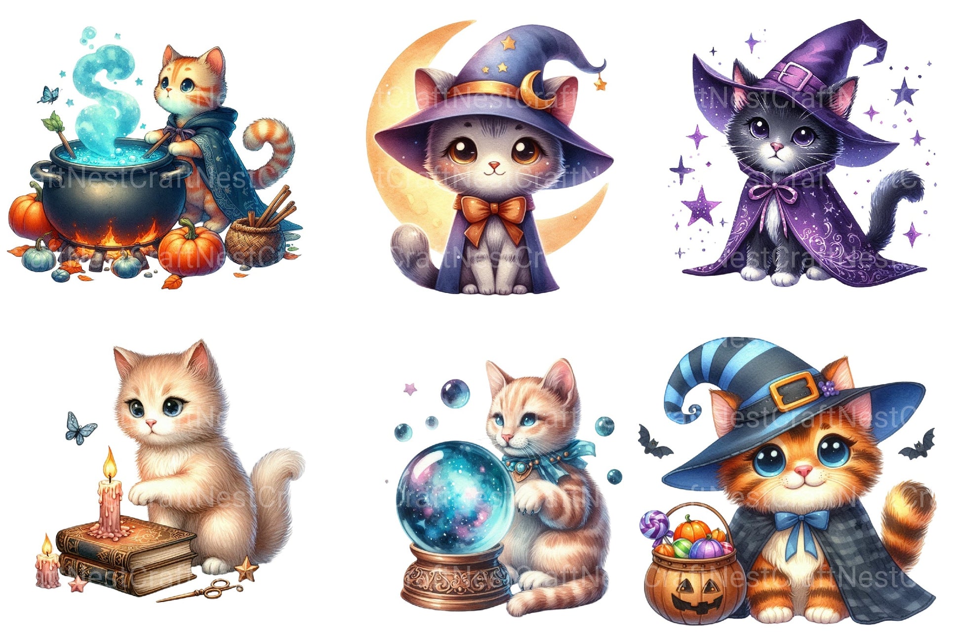 Witch Cats Clipart Bundle - CraftNest - Digital Crafting and Art