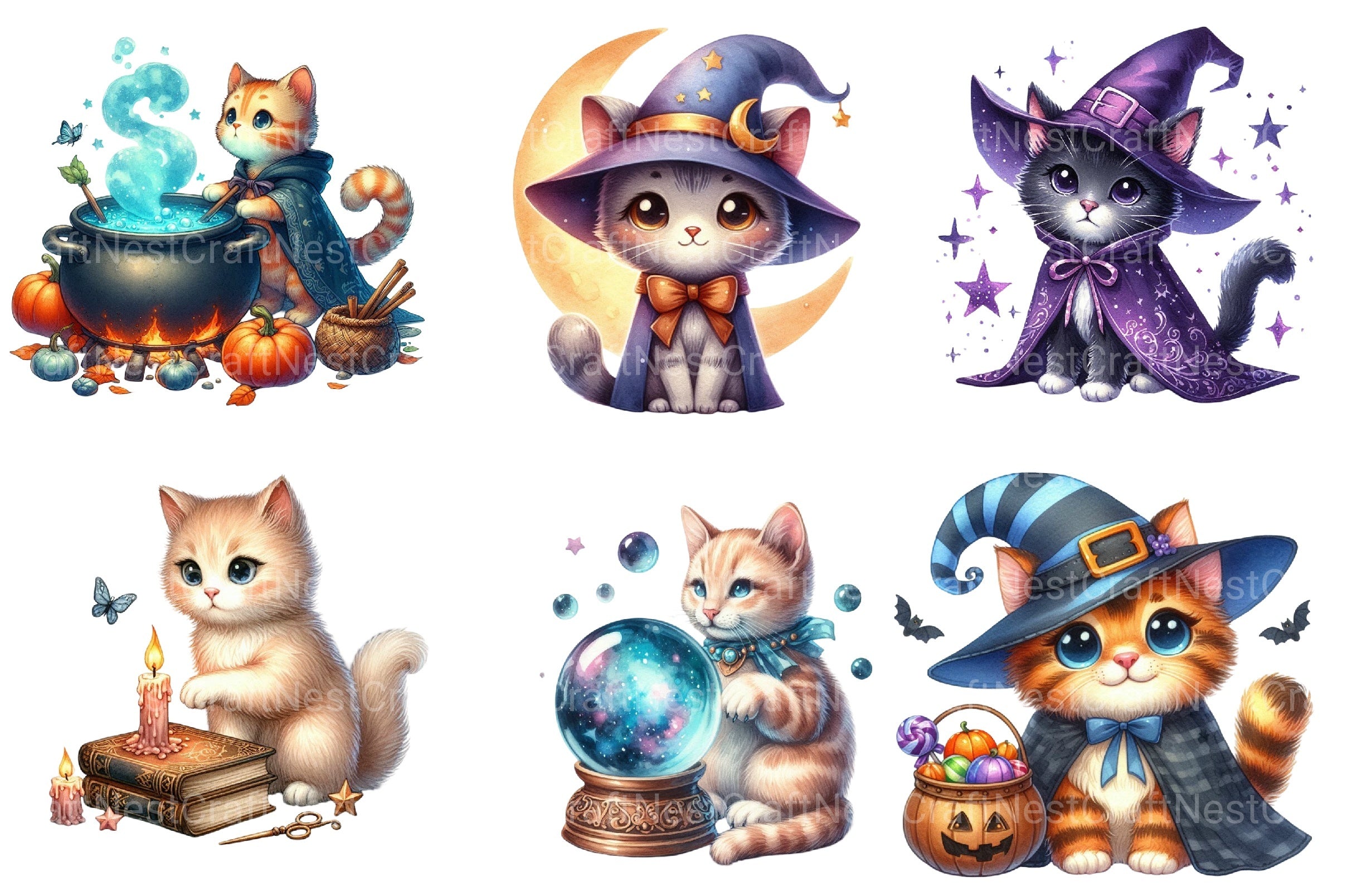 Witch Cats Clipart Bundle - CraftNest - Digital Crafting and Art