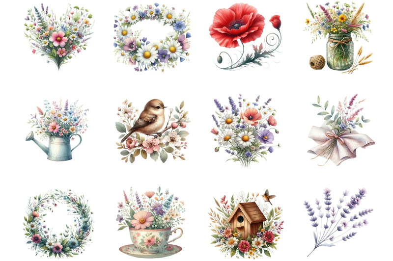 Spring Wildflower Clipart Bundle - CraftNest - Digital Crafting and Art