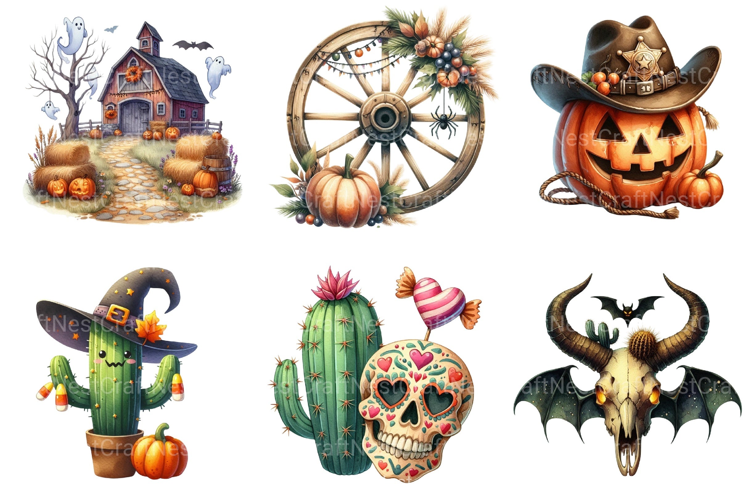 Western Halloween Clipart Bundle - CraftNest - Digital Crafting and Art