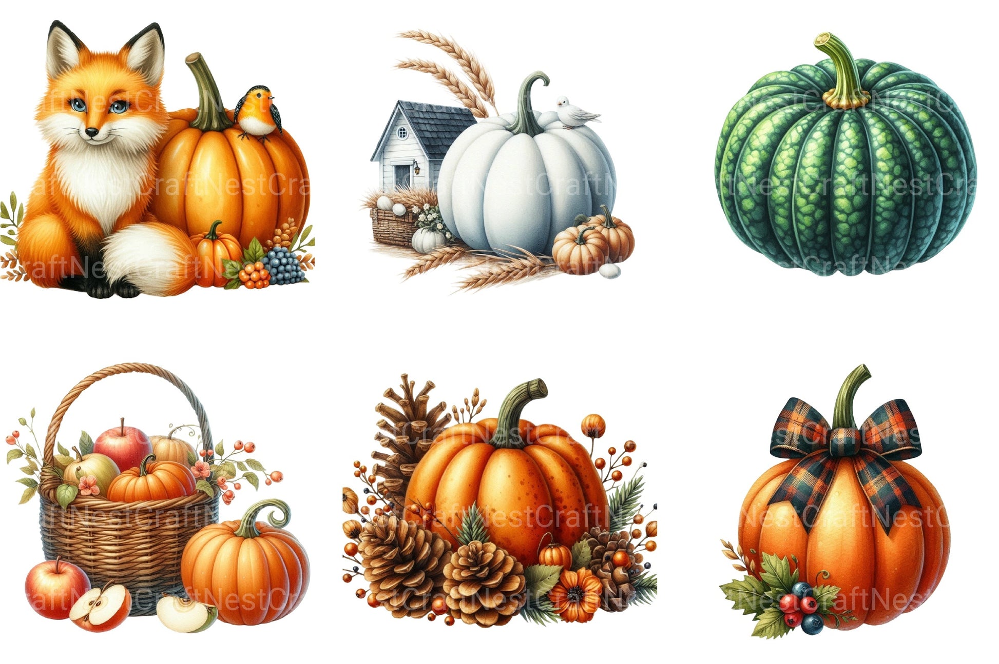 Fall Pumpkin Autumn Clipart Bundle - CraftNest - Digital Crafting and Art