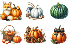 Fall Pumpkin Autumn Clipart Bundle - CraftNest - Digital Crafting and Art