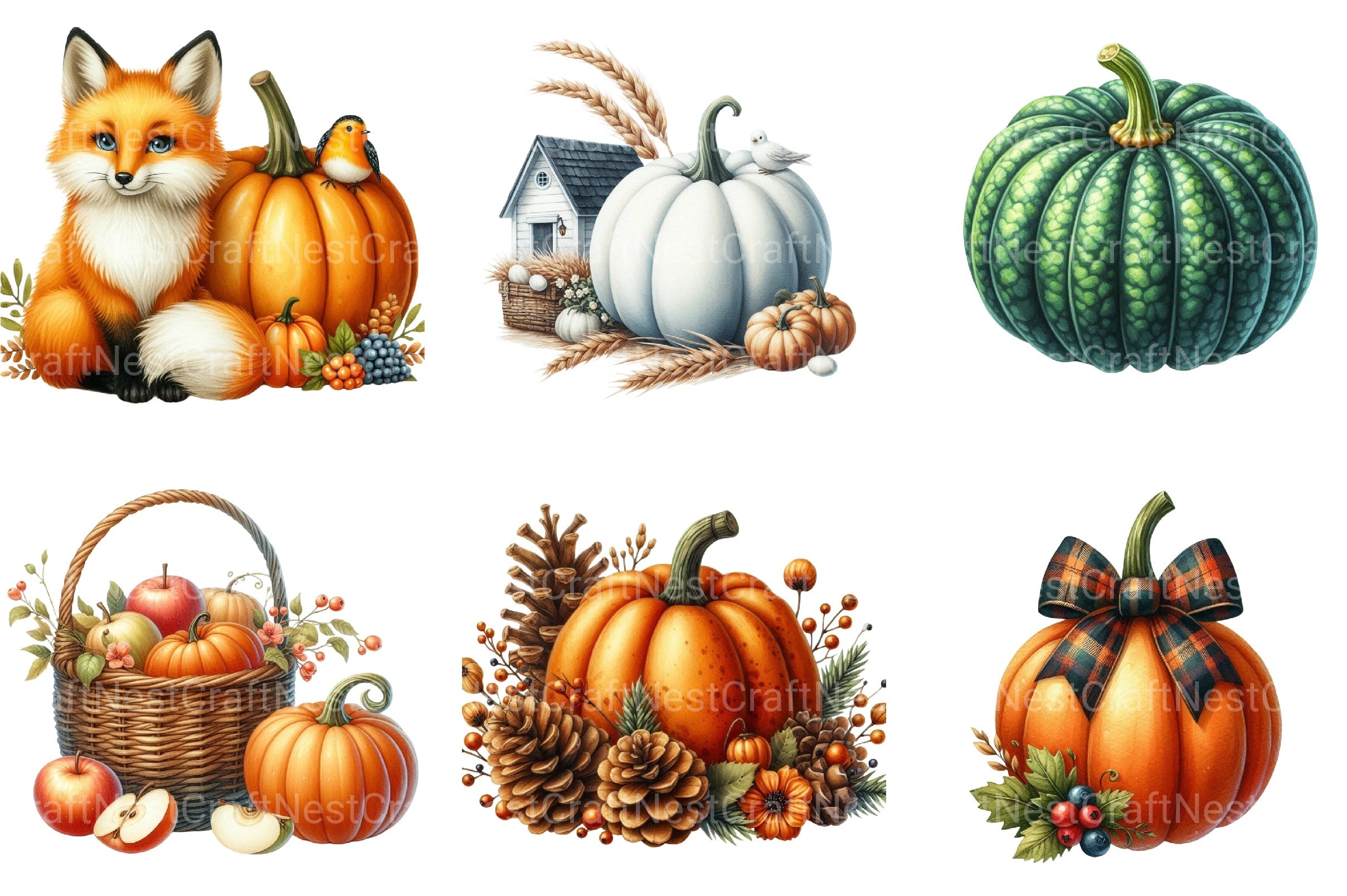 Fall Pumpkin Autumn Clipart Bundle - CraftNest - Digital Crafting and Art