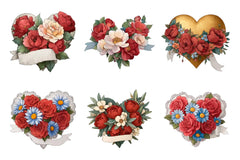 Vintage Floral Heart Clipart Bundle - CraftNest - Digital Crafting and Art