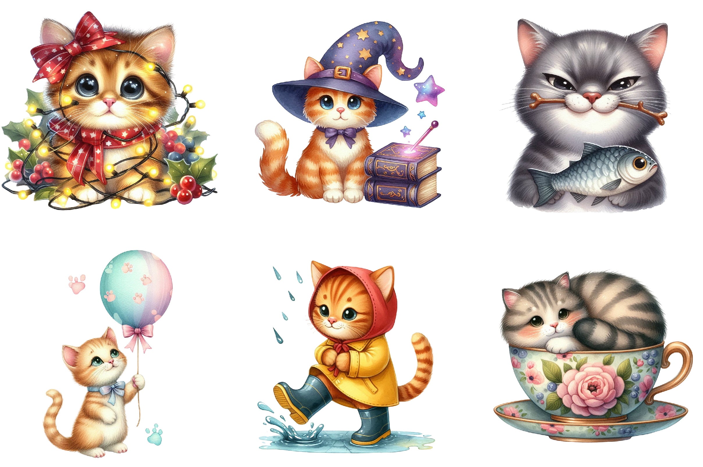 Cute Cat Clipart Bundle