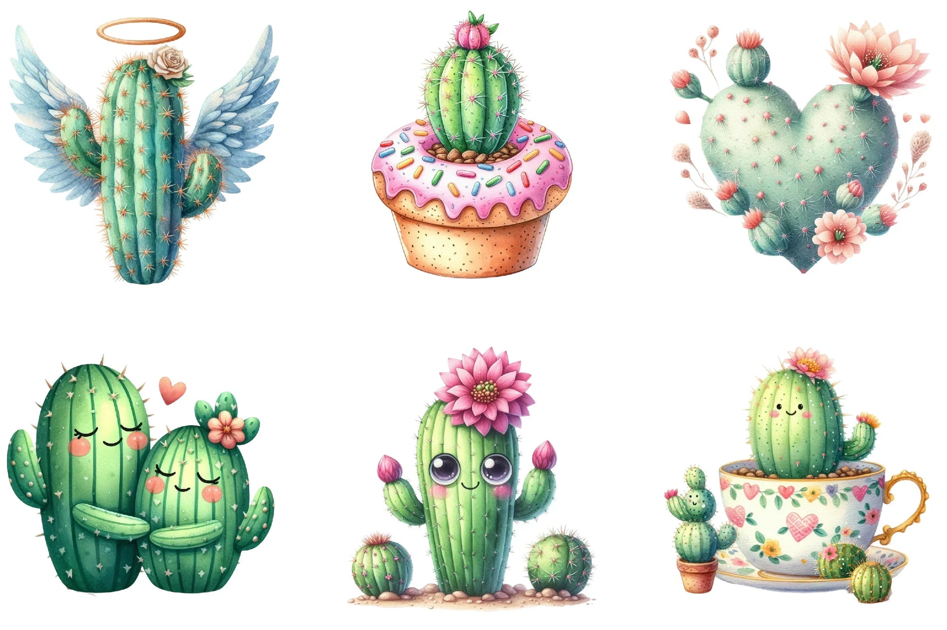 Cute Cactus Clipart Bundle - CraftNest - Digital Crafting and Art