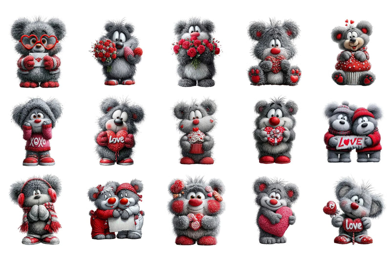 Valentine Bear Clipart Bundle - CraftNest - Digital Crafting and Art