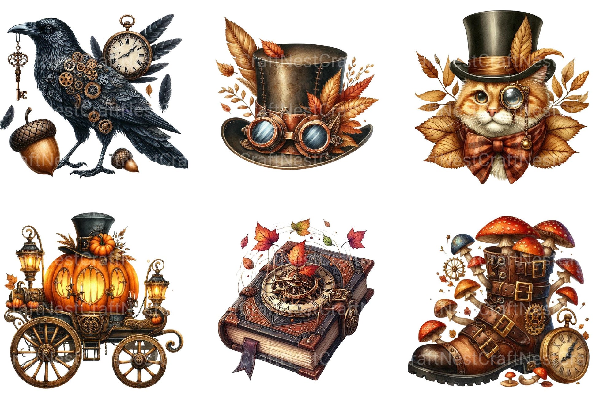 Steampunk Autumn Clipart - CraftNest - Digital Crafting and Art