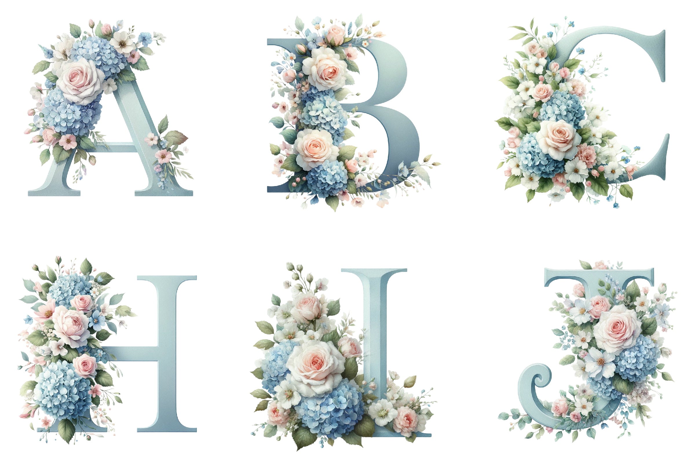 Floral Letter Clipart Bundle