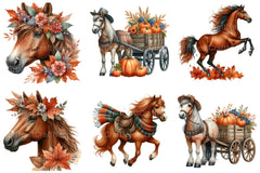 Autumn Brown Horse Clipart Bundle 99 - CraftNest - Digital Crafting and Art