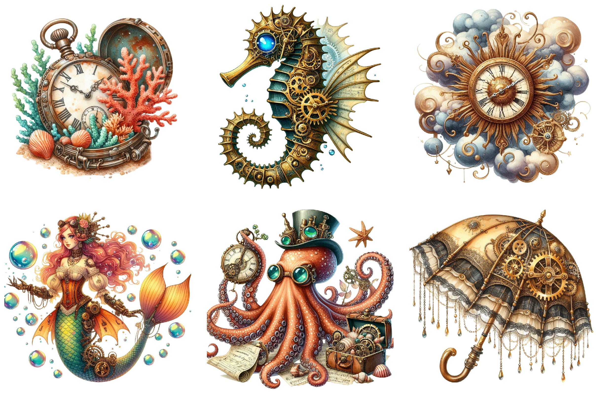 Steampunk Summer Clipart Bundle