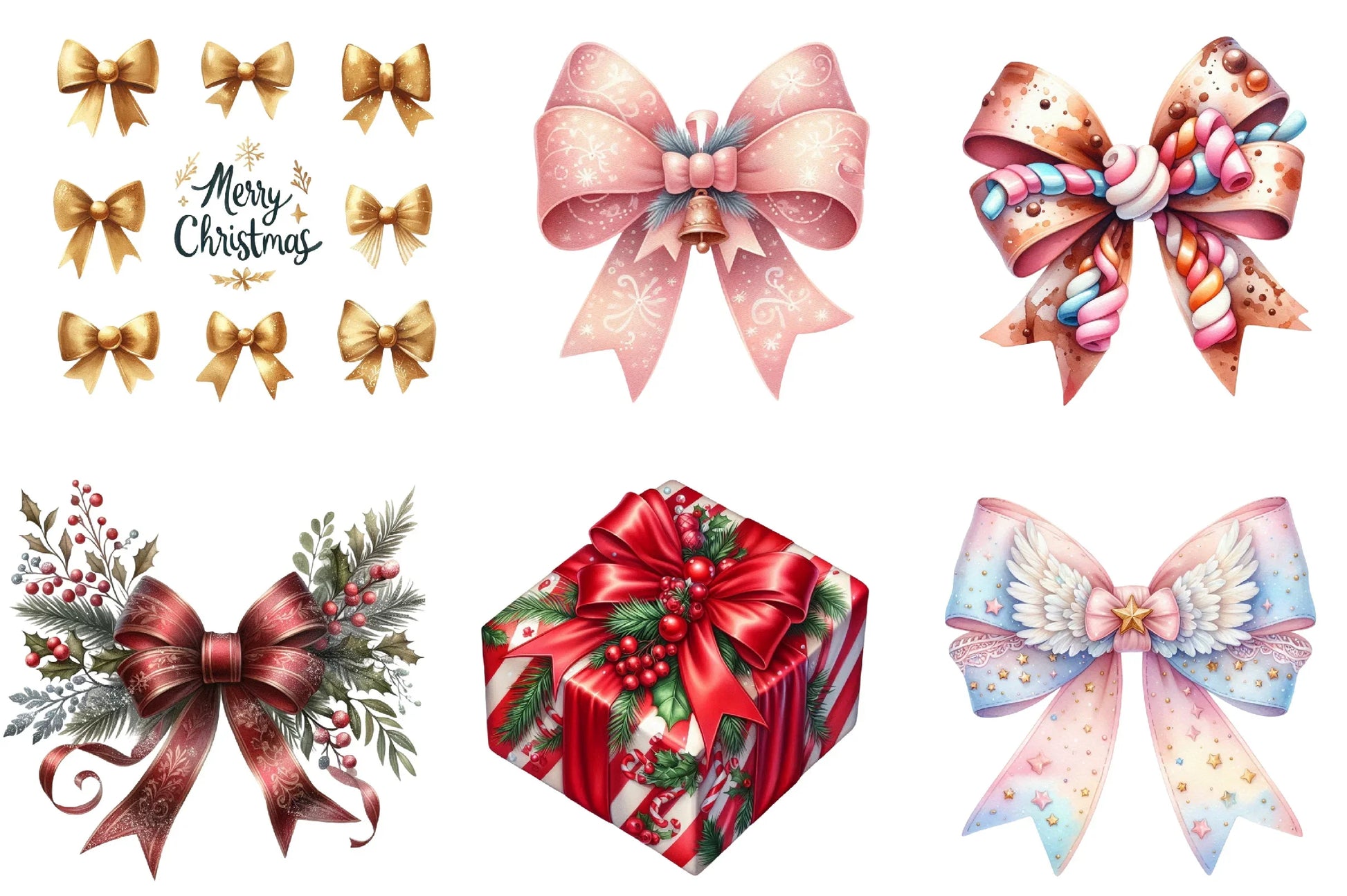 Christmas Libbey Wrap & Bow Clipart Bundle - CraftNest - Digital Crafting and Art