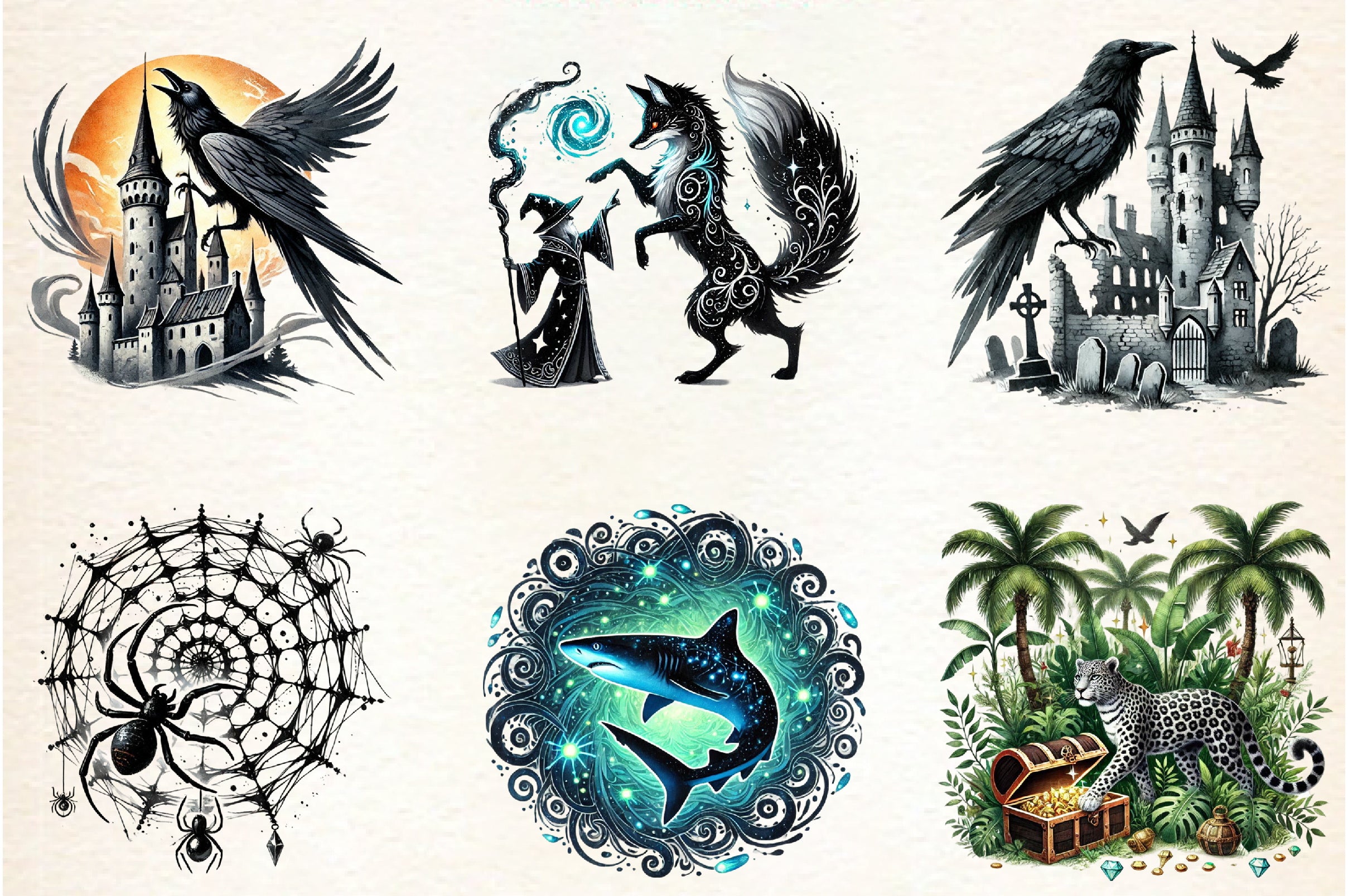 Black Month Animals Clipart Bundle